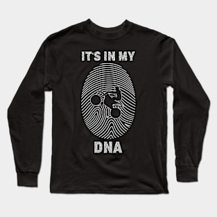 write a short description for a motorcycle tee shirt titled "It's In My DNA" Long Sleeve T-Shirt